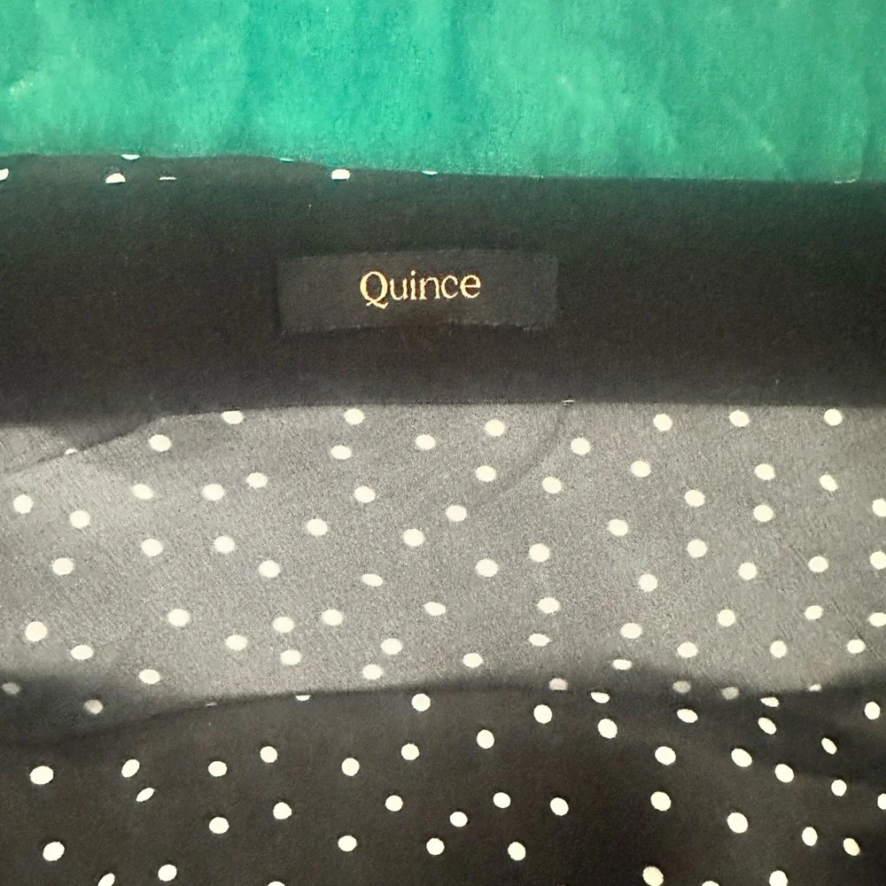 Quince 100% Washable Silk Polka Dot Mini Skirt XL Black White - Picture 4 of 4